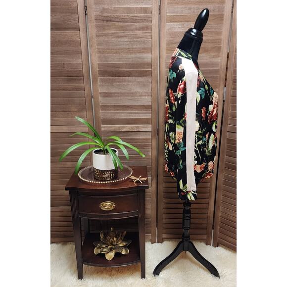 Jeans By Buffalo Womens Size Large L Retro Floral Rose Zip-Up Black Jacket - Picture 3 of 7